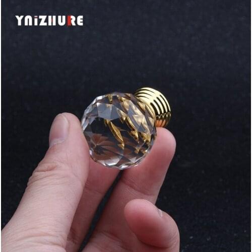 Brand Design 10PCS 30mm Crystal Glass Knobs Golden Cupboard Pulls Drawer Knobs Kitchen Cabinet Handles Furniture Handle Hardware