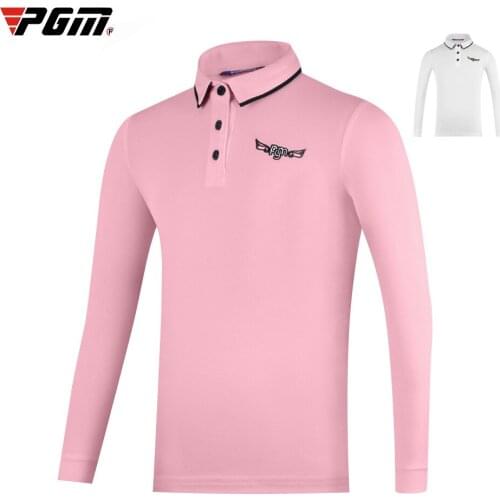 PGM Girls Breathable Golf Tshirt Children Long Sleeve Tops Teenager Stand Collar School Sports Training Shirts D0840