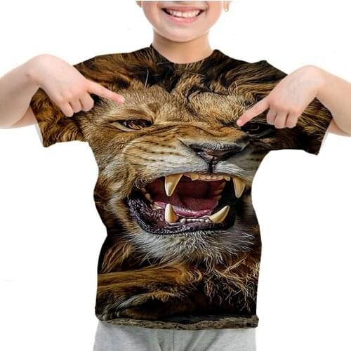Beautiful Lion T Shirt Printed Design T-shirt Boys Girls Short Sleeves Lion pattern Tee Shirts Cool Streetwear 3D Summer Tshirts