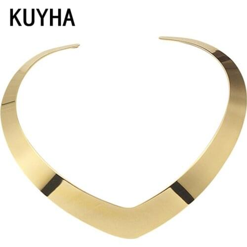 Collar Choker Necklace Neck Jewelry For Women Fashion 316L Stainless Steel Simple Personality Gold Torques Necklace
