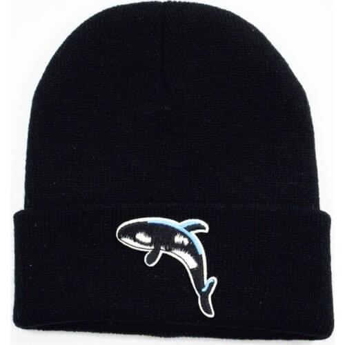 Cotton dolphin animal embroidery Thicken knitted hat winter warm hat Skullies cap beanie hat for kid men women 314
