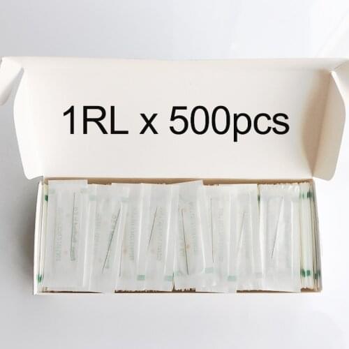 500pcs/box 0.35*50mm 1R Round Tattoo Needles For Permanent Makeup Machine 1RL Microblading Tips for Eyebrow Lips PMU Needles
