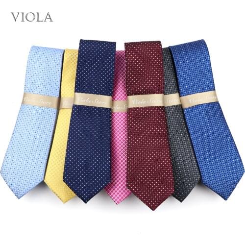 Classic Shining Dot Plaid Jacquard Necktie 7cm Polyester Men Tie Red Business Tuxedo Suit Banquet Dinner Necktie Gift Accessory