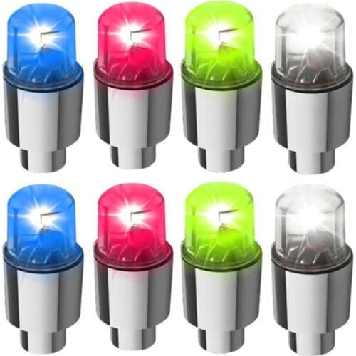 1 Pair Bike LED Tire Valves Stem Caps Neon Light Auto Accessories Bicycle Tyre Waterproof Outdoor Cycling Flashlight