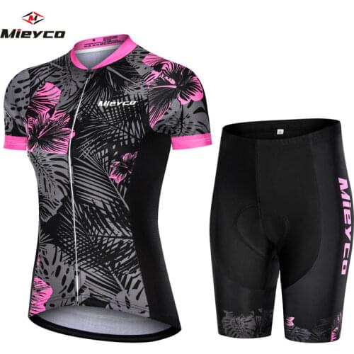 Mieyco 2020 Black Flowers Women Bike Jersey Set Bicycle Clothes Suit Short Cycling Clothing Kit Summer Mtb Outfit For Female