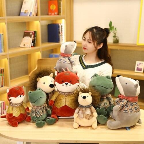 23/32cm Kawaii Animal Mouse Frog Hedgehog Tiger Plush Toys Cute Stuffed Soft Dolls for Baby Girls Birthday Decor Present