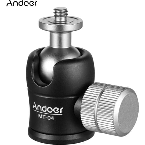 Andoer Mini Ball Head 360 Degrees Ballhead with Standard 1/4 Screw for Mounting DSLR Cameras Tripod Photography Accessories