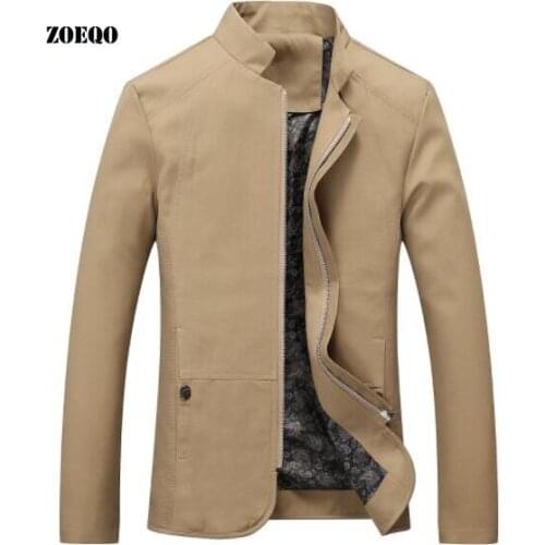 ZOEQO New fashion brand spring autumn mens jacket casual solid color coat zipper collar coat Men Jackets Fashion Casual