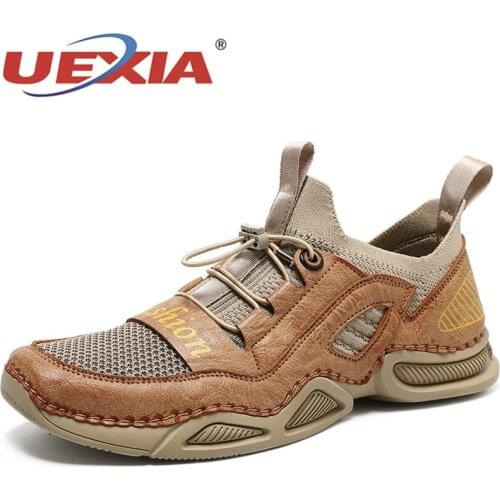 NEW Outdoor Summer Men Shoes Handmade Mesh Breathable Flats Casual Comfortable Fashion Lightweight Moccasins Large Size Sneakers
