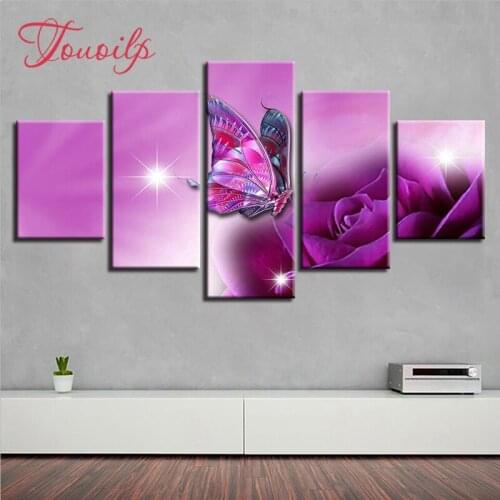 5D DIY Full Square&round 5pcs Animal butterfly Flower Diamond Painting Combination diamond Embroidery Mosaic Home Decor painting