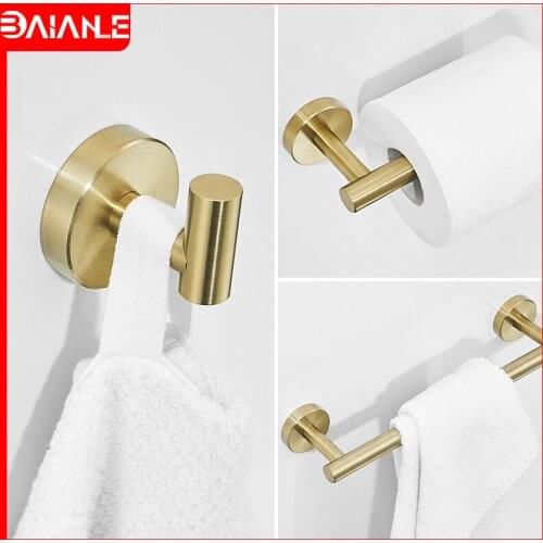 Towel Bar Set Gold Stainless Steel Towel Rack Hanging Holder Bathroom Hook for Towels Coat Rack Wall Mounted Toilet Paper Holder