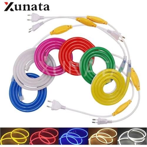 220V Neon Light Strip SMD 2835 LED Strip Waterproof Outdoor Use Flexible Tape Neon Sign LED Light Strip with EU Plug