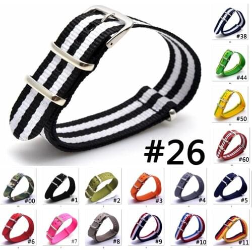 Code 33-48 Nato Nylon Strap 20mm Watch Band Bracelet Woven Zulu Strap 20Mm Wristwatch Band Buckle Fabric strap on for hours