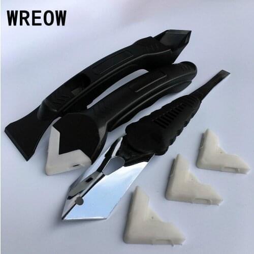 New Silicone Sealant Scraper Kit Cleaning Dirt Remover Tool Set Caulking Grouting Sealant Finishing Corner Exchangeable Pads Set