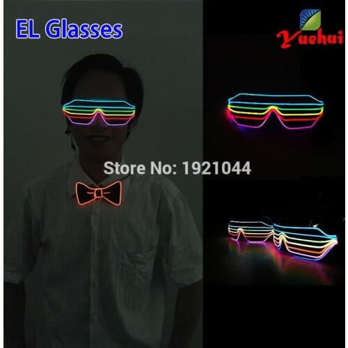 New Style Six Colors multicolor Sound activated EL Wire Fashion Shutter Shaped Glasses LED Glasses For Festival Party Decoration