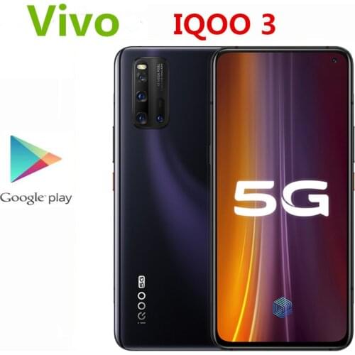 Original Vivo IQOO 3 5G Mobile Phone 6.44" Super Amoled Snapdragon 865 55W Super Charger 12GB RAM 128GB ROM Fingerprint Face ID