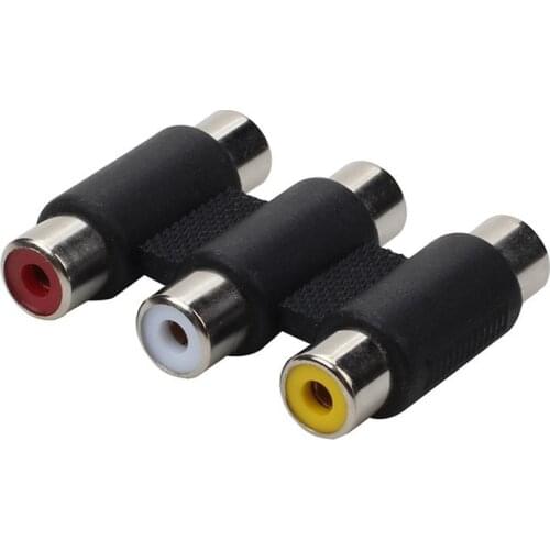 RCA Lotus Female Tee DVD Connection TV 3 To 3 Connection Extension Audio Adapter Conversion Head AV Female Pass-through