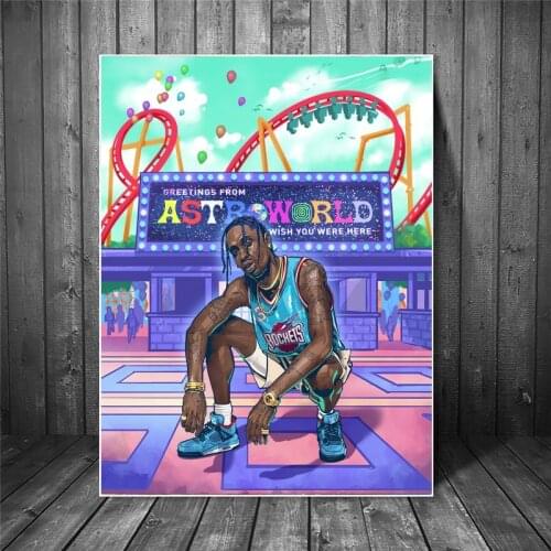 Rapper Travis Scott Canvas Art Posters and Prints Pop Street Art Astr World Oil Painting Pictures for Modern Home Room Decor