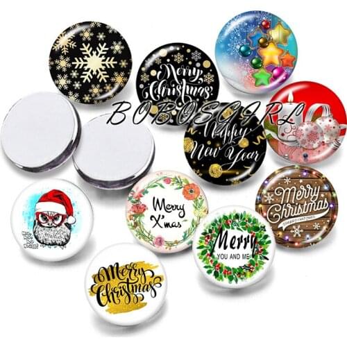 Christmas 12mm/18mm/20mm/25mm/30mm Round Glass Cabochon Flat Back Making Findings P5430