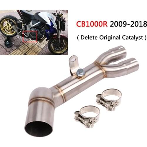 Delete Catalyst for Honda CB1000R 2009-2018 Motorcycle Exhaust Pipe Mid Link Pipe Slip On Original Muffler Stainless Steel