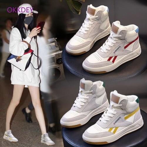 Genuine leather white shoes women 2020 autumn and winter new Korean version of all-match high-top plus cashmere womens shoes