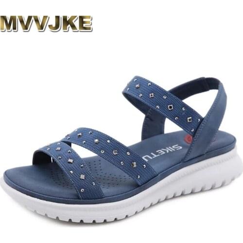 MVVJKE Women Sandals Ladies Summer Fashion Casual Wedges Non-slip Beach Open Toe Breathable Sandals Sport Style Shoes Plus Size