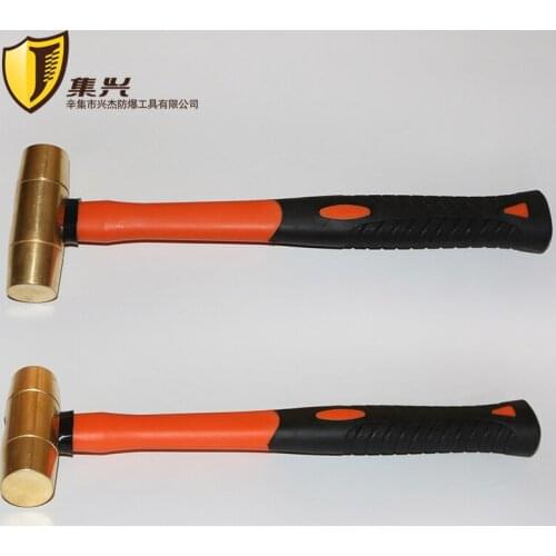 0.91kg/2 lb,Explosion-proof Brass Round Drum Hamm,Explosion-proof Brass Cylindrical Hammer with rubber handle,Safety Tools