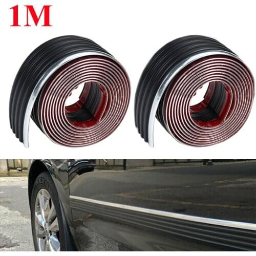 1/2Pcs 1M Exterior Car Auto Door Side Adhesive Strip Trim Tape Molding Styling Decoration Car Bumper Strip Protector Sticker