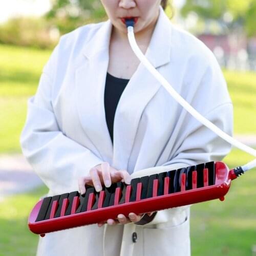1Set 32 Key Melodica Mouth Piece Blow Key Board Red Black Mouth Organ Musical Instrument With Storage Box for Beginners