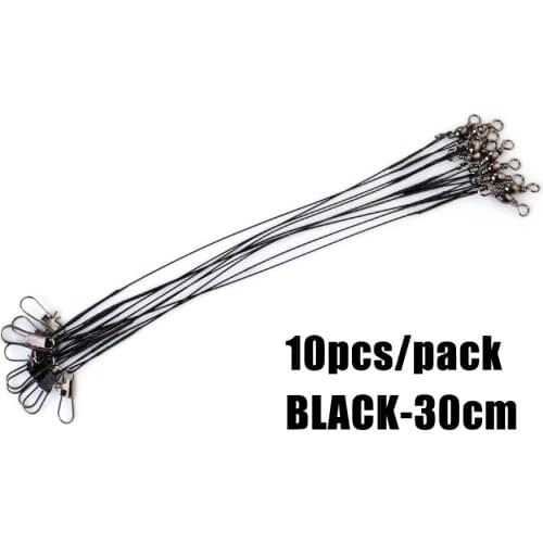 Leaders 10pcs Nylon-coated Fishing Line W/ Snap & Swivel Wear Resistance