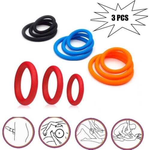 3Pcs/Set Silicone Penis Ring Ejaculation Delay Cock Rings Sleeve Penis Trainer High Elasticty Time Lasting Sex Toys For Men