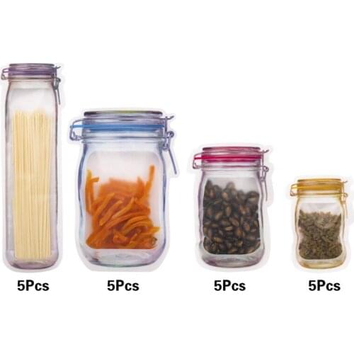 3D Bottle Pattern Food Storage Bags Nuts Candy Cookies Bag Seal Fresh Food Storage Bag Snacks Zipper Sealed Kitchen Organizer