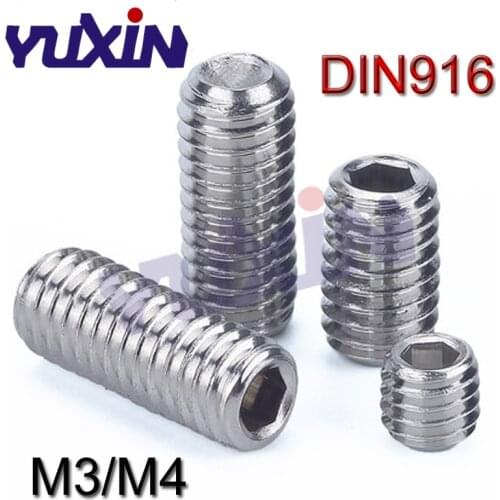 500Pcs DIN916 GB80 M3 M4 A2 Stainless Steel 304 Surfboard Fin Screws Inner Hex Cup Point Socket Set Grub Screw