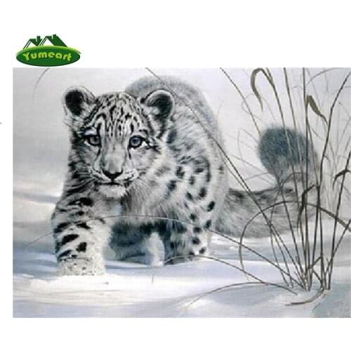 YUMEART 5D Diy Diamond Painting Mosaic Environmental Crafts Full Diamond Embroidery Snow Leopard Wall Stickers Wall Hotel Decor