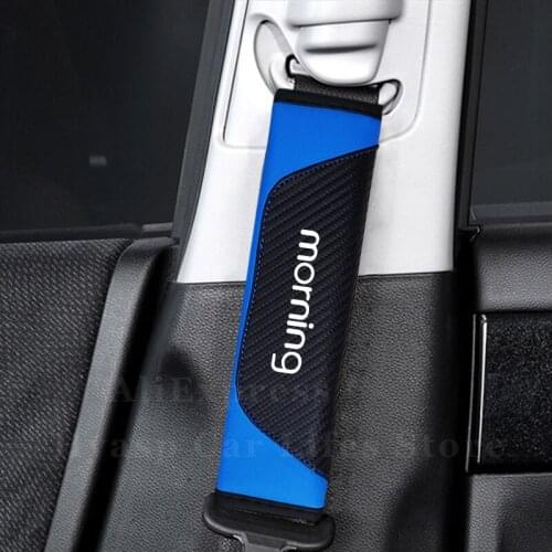 Car Safety Belt Protector For KIA Morning Accessories Carbon Fiber Texture Seatbelt Cover Pad Auto Seat Belt Shoulder Strap Pad