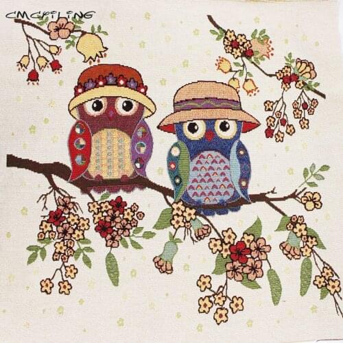 CMCYILING Yarn Dyed Polyester Cotton Fabric Patchwork Owl Pillow Cloth Jacquard Tissus Sewing Bags Cushion Cover Material