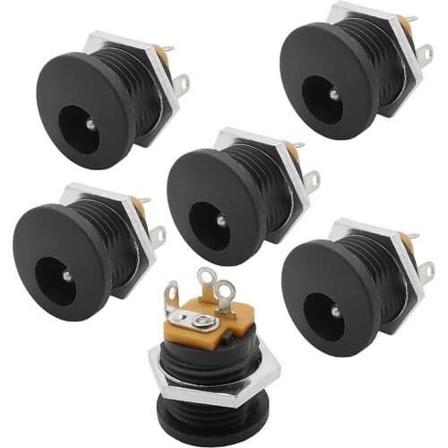 DC-022 5.5x2.1mm DC Power Female Socket Jack Plug Round Hole Nut Interface Panel Mounting Connector DC022 5.5*2.1