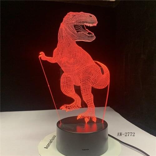 Dinosaur illusion lamp Velociraptor 3D Night Light Table Desk Lamp 7 Colors Changing 3D Optical Illusion Lights Gifts AW-2772