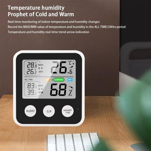 LCD Electronic Digital Temperature Humidity Meter Mini Indoor Thermometer Hygrometer with Air Comfort Indicator for Home Office
