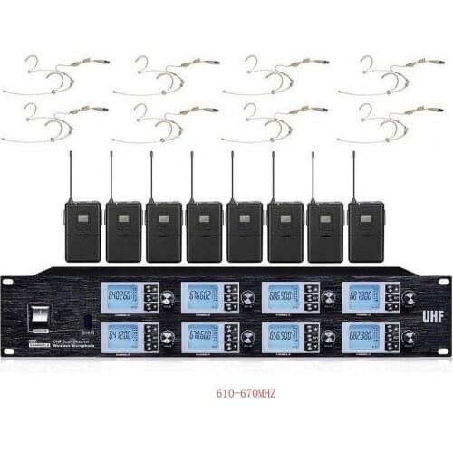 Headset Microphone Mic UHF 8 Channels Vocal Cordless microphones for church