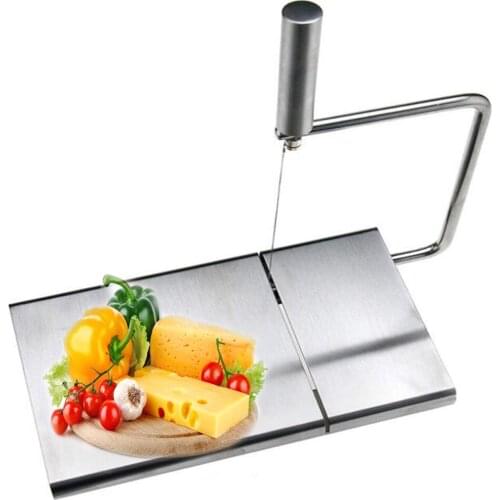 Stainless Steel Cheese Slicer Tool Cheese Slicer Wire Cutter With Serving Board for Hard Semi Hard Cheese Butter