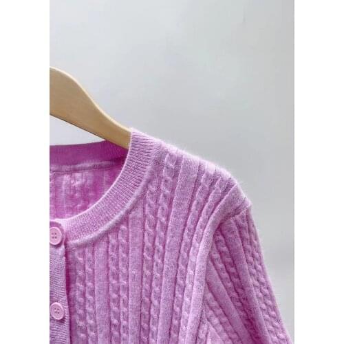Women Sweater Female Short Sleeve O-Neck Single Breasted Knit Cardigan 2021 Early Autumn Winter Ladies Top