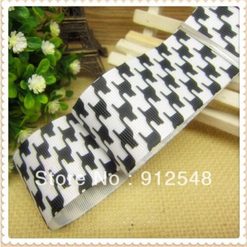 1-1/2''(38mm) free shipping Black and white Plaid grosgrain ribbon,XMMD37