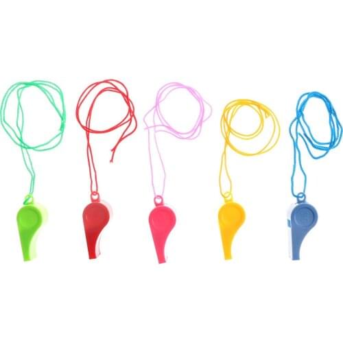 HOT 5pcs/set Time-limited Unisex Plastic Whistle Children Toys Color Cheer Refueling Referee Fans Lanyard Games