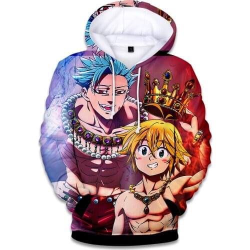 Male Hoodie Print Nanatsu No Taizai 3D Hoodies Men/Women Sweatshirts Pullover Autumn Winter 3D The Seven Deadly Sins Hoodies