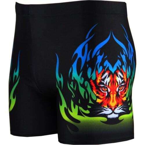 Mens Swimwear Beach Wear Boy Sexy Swimming Trunks Elesticity Waist Print Fire Tiger Shorts Boxers Natation Homme Swimsuit Man