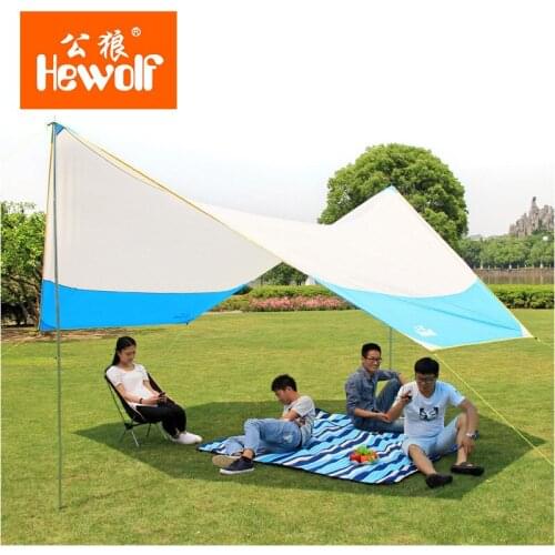 Hewolf 465*400cm outdoor beach camping canopy large folding rainproof awning balcony canopy high quality tarp