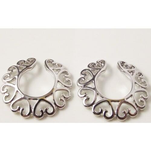 2 Piece 2016 New Heart Fake Nipple Rings SILVER HEART CIRCLE STAINLESS STEEL CLIP ON NON PIERCING NIPPLE SHIELD RINGS