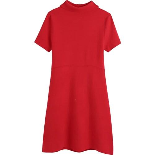 JC·KILIG 2021 New Solid Stand Neck Knit Mini Dress B1933