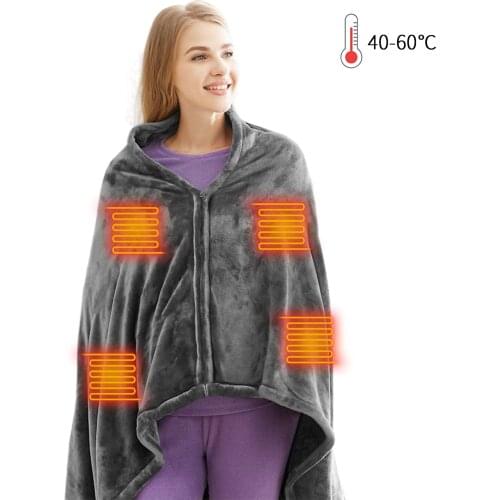 USB Charging Heating Blanket Electric Warming Heating Shawl Washable 3 Heat Settings with Timing Function Heated Blanket